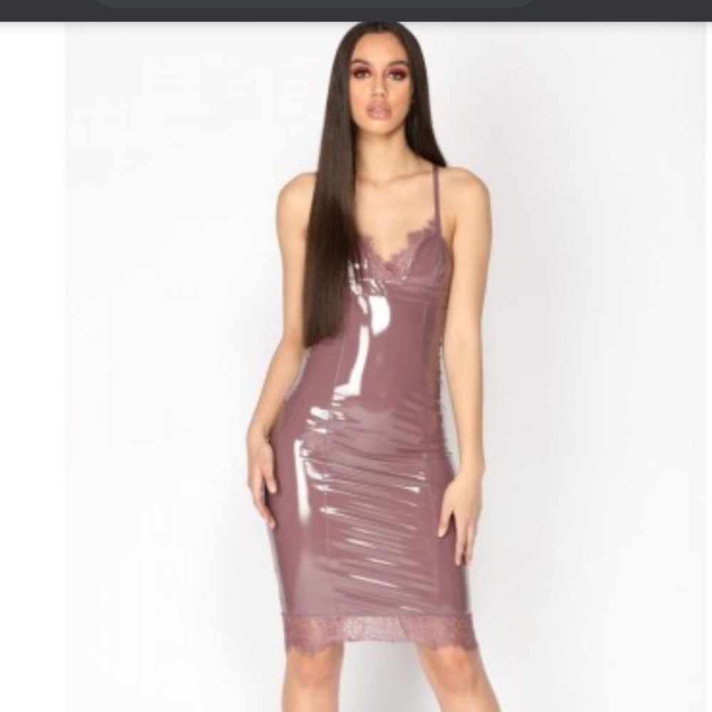 Latex with a side of lace dress- Fashion Nova